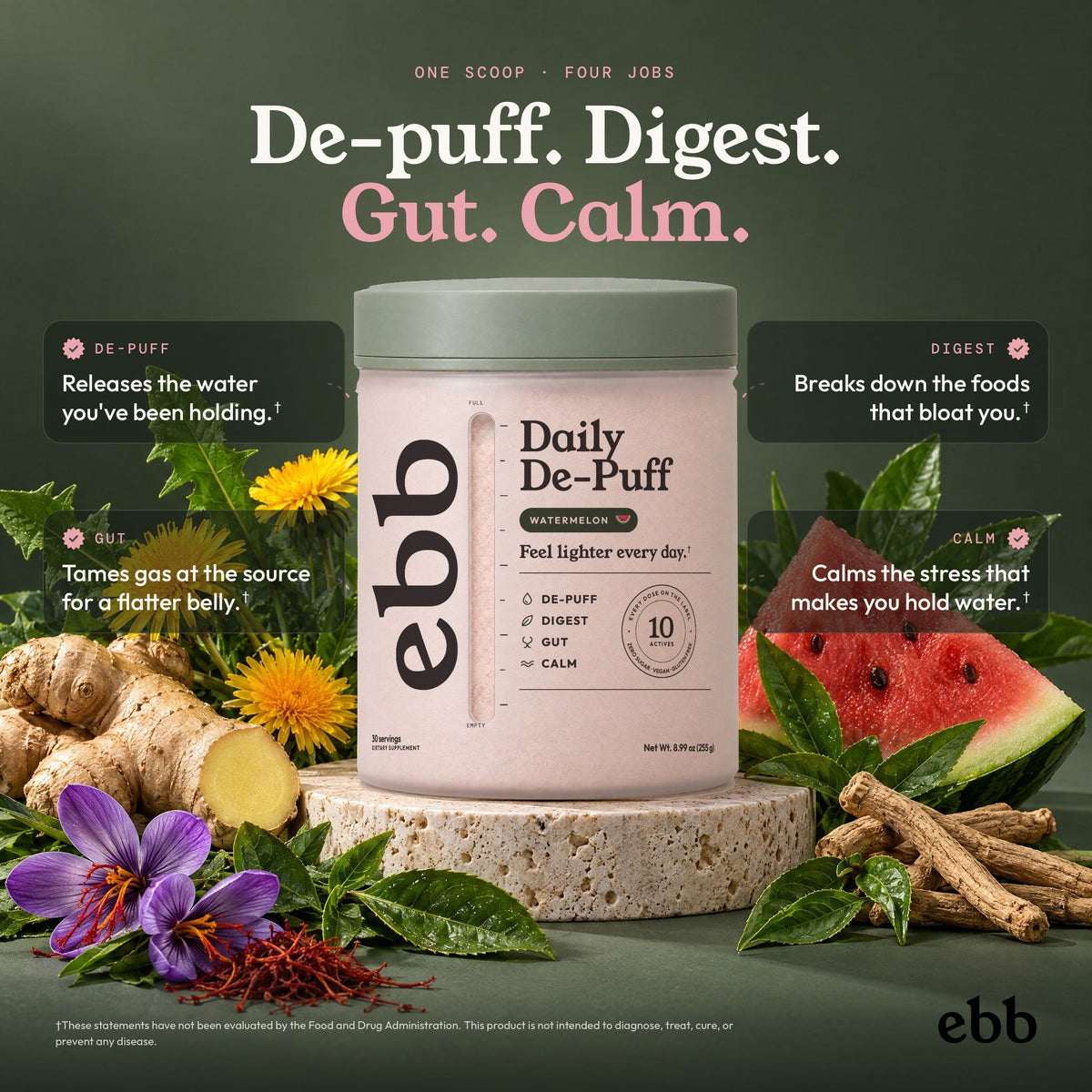 De-puff. Digest. Gut. Calm.